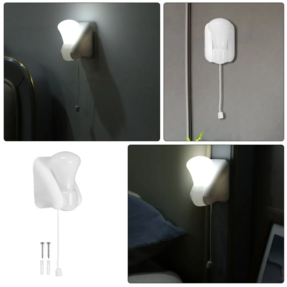 3Pcs Pull String Small Night Lights LED Bulb Lamps Easy Install Tent Camping Closet Portable Powered Lighting