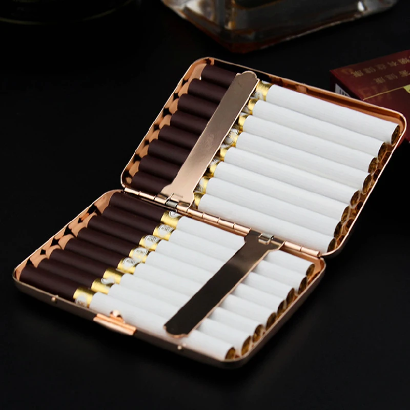 IMCO Brand Brass Metal Cigarette Case Silver Rose Color 84mm Length Cigarettes Box 16 Pack