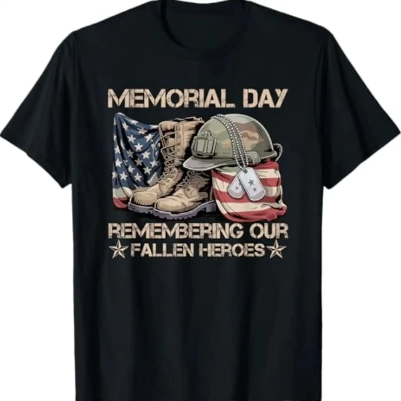 Memorial Day Remember Our Fallen Heroes Patriotisches T-Shirt im Vintage-Stil, gewaschene Designerkleidung, lässige grafische Unisex-Streetwear