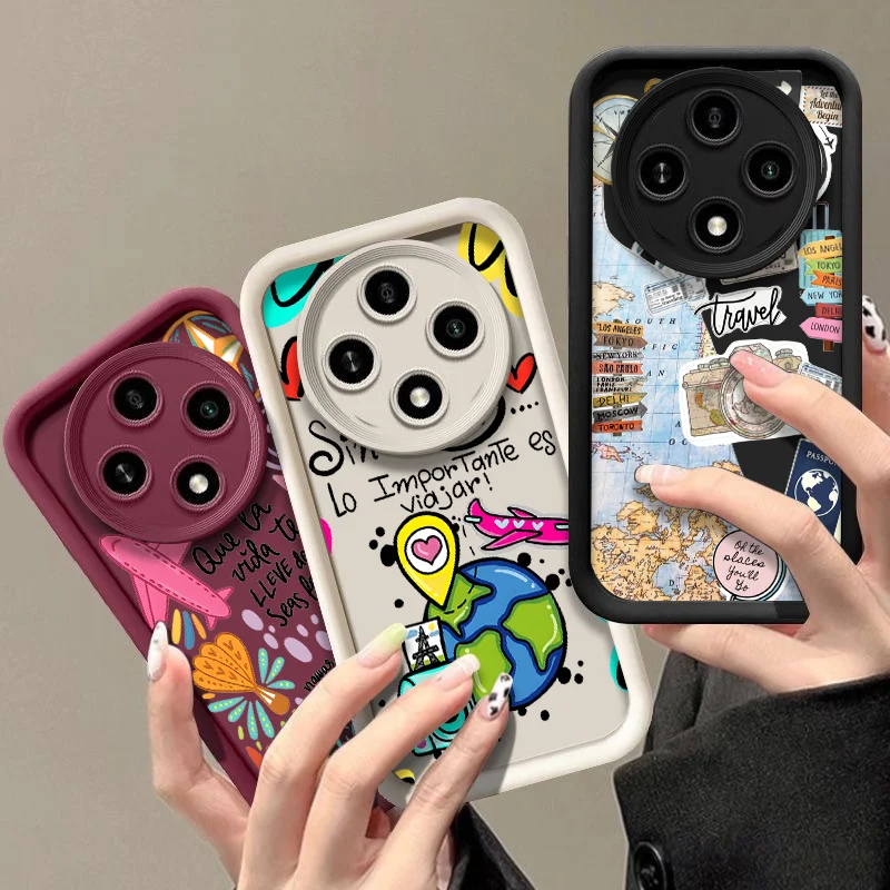 Abstract Travel Airplane Graffiti Pattern Phone Case for OPPO Reno 13 F 14 12 11 10 Pro Plus A58 A79 Find X3 X5 X8 5G Soft Cover