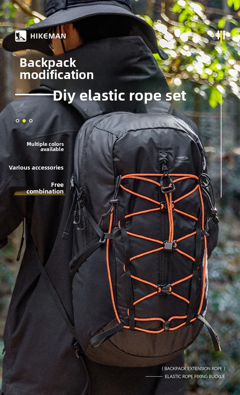 18-teiliges Outdoor-Rucksack DIY Elastisches Kordel-Set Bungee-Seil-Set Wanderrucksack-Modifikationssystem Erweiterungsgurte Zubehör – Detail 1