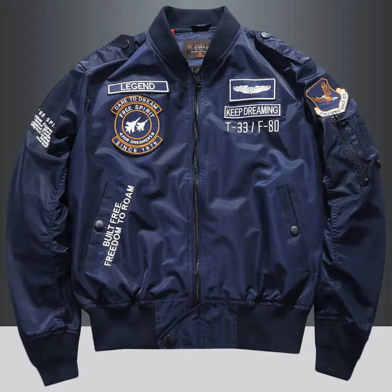 USA Man's Bomber Jacket Baseball Uniform Air Force One Army Aviation Jumper Aviator Workwear Baseball Jersey Embroidery Coat Men