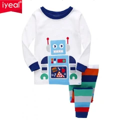 IYEAL Children Nightpwear Home Suit Soft Cotton Boys Sleepwear Suit  Baby Boys Cute Cartoon Pajamas Sets Tops+Pants 2pcs