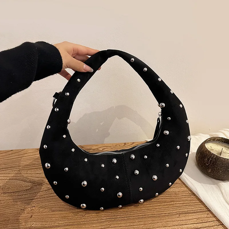 حقيبة كتف مرصعة لخريف 2025، محفظة تحت الإبط للنساء، حقيبة عصرية من النهار إلى الليل، حقيبة كروس بسيطة، حبال أنيقة #1