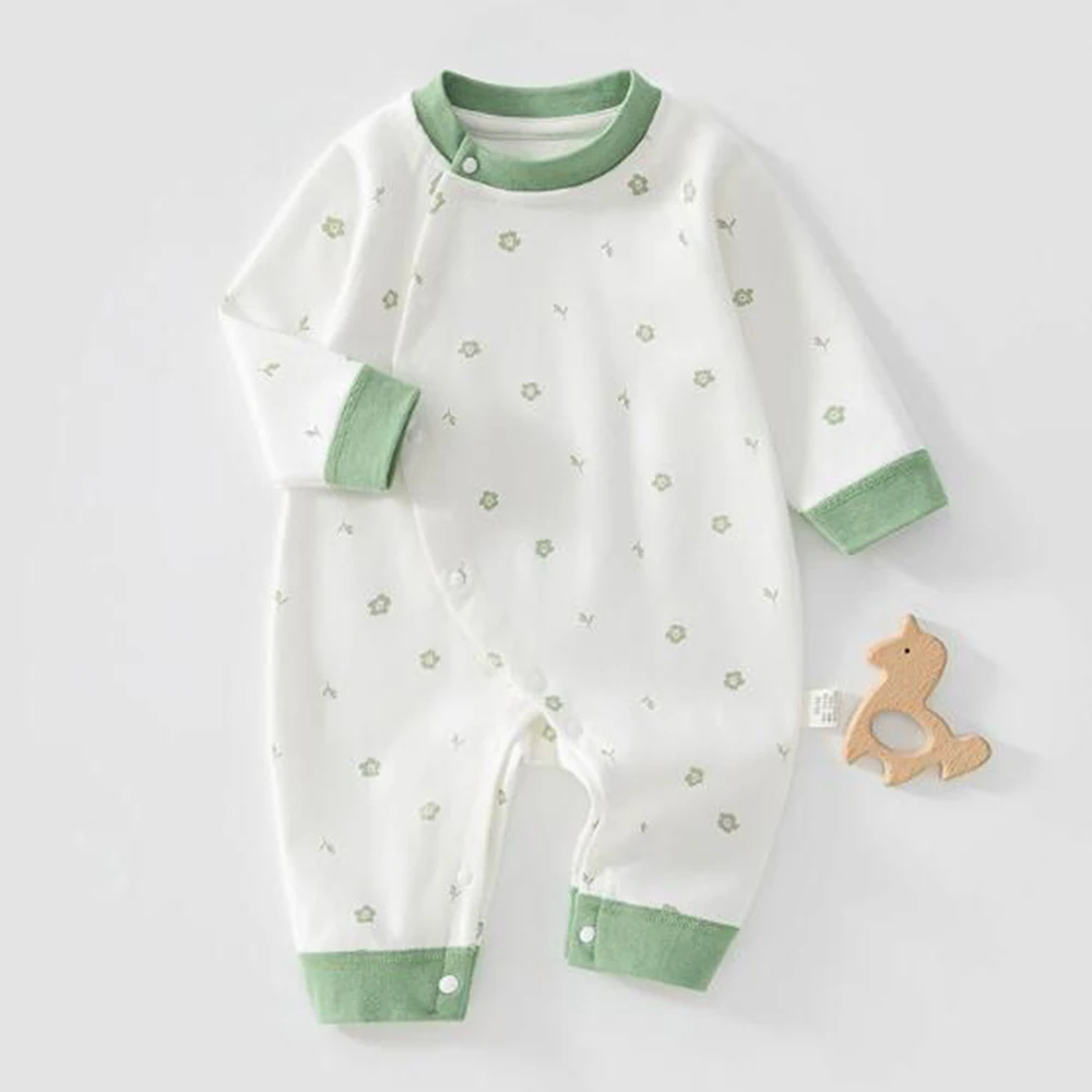 2026 Newborn Baby Romper 100% Cotton Long Sleeve Unisex Infant Seamless Clothes Side-Opening Baby Jumpsuit for Spring Autumn