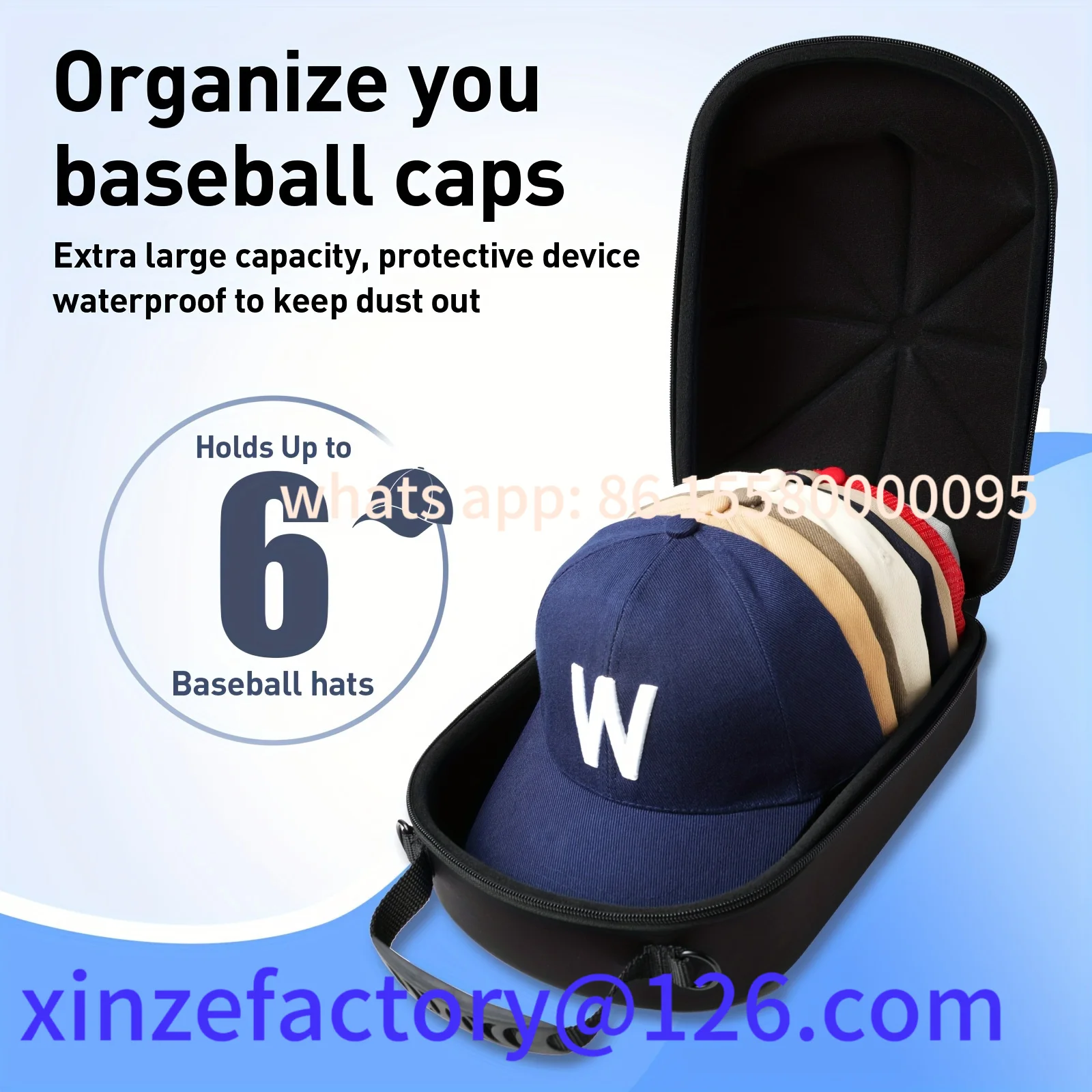 

Customizable Portable Outdoor Travel Hat Carrier Case Caps Storage Hard Shell Hat Protective Box Hat Travel Case Baseball Cap