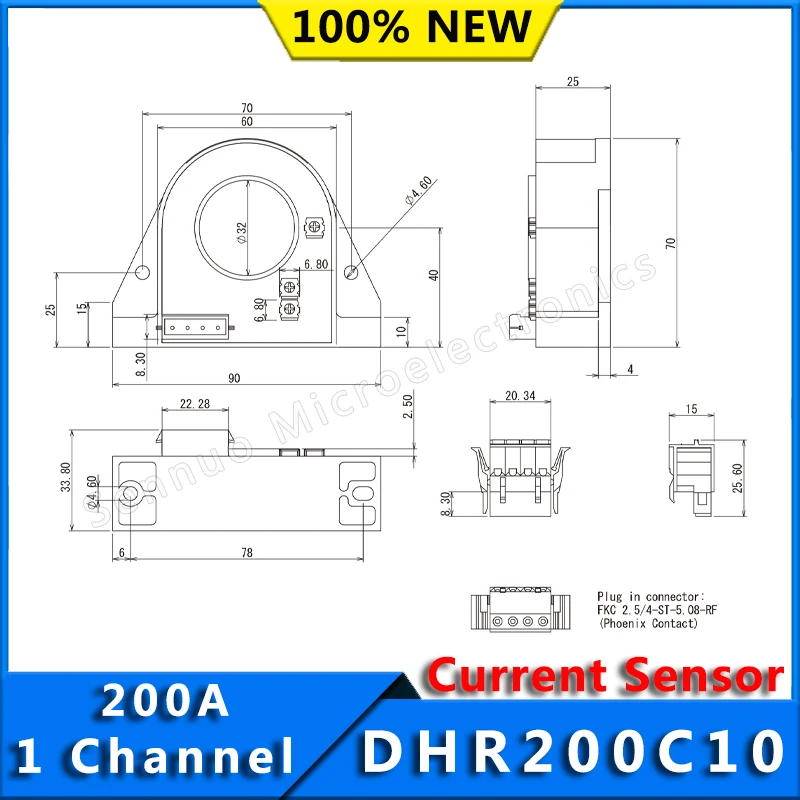 Imagem -05 - Original Dhr200c10 Dhr 200 C10 Sensor de Corrente 200a Efeito Hall Canal Módulo Bidirecional de Laço Aberto ac dc Novo