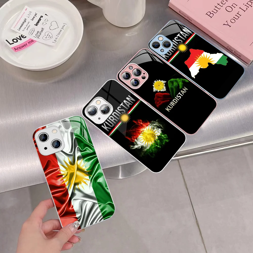 

Kurdistan Flag Phone Case Tempered Glass For iphone 14 13 12 11 Pro Mini XS MAX 14Plus X XS XR Fundas