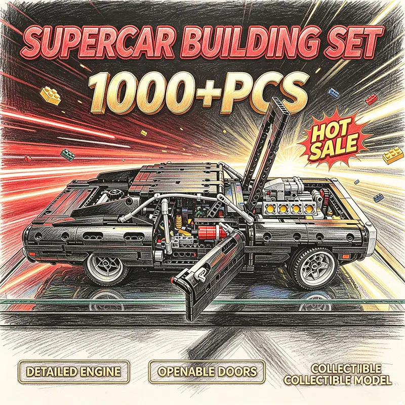 1077PCS Technology Racing Car Building Blocks Set DIY Assemble Bricks Model Toy for Kids Adults Creative Collectible Vehicle Kit