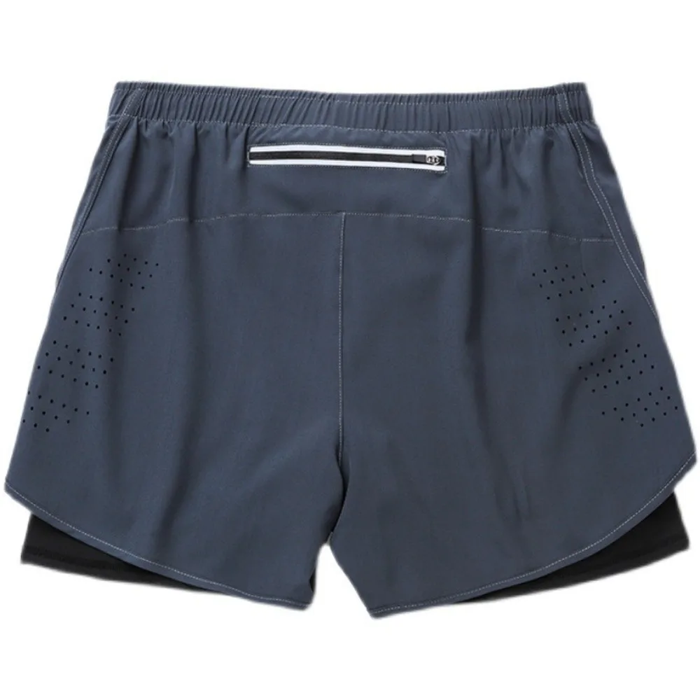 

Yoga Shorts 2 in 1 Sports Shorts Quick Dry with Pocket Men's Sportswear Reflective Stripe with Liner Cycling Shorts Running