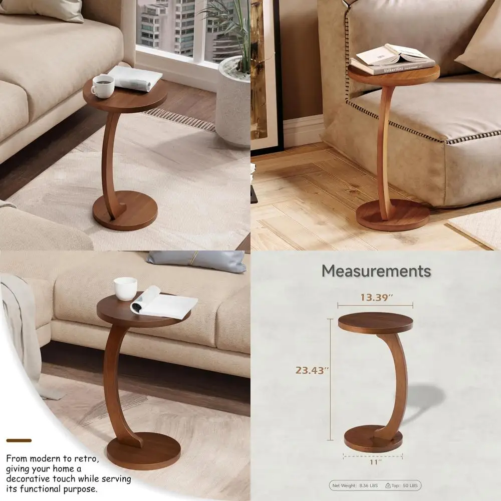 

Компактный C-образный приставной столик для дивана, идеально подходит для небольших помещений, гостиной и спальни, журнальный и торцевой столик