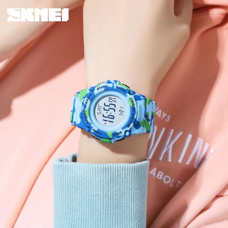 SKMEI – montre numérique pour enfants, Top marque, mode, chronographe, lumière Led, horloge électronique, filles et garçons