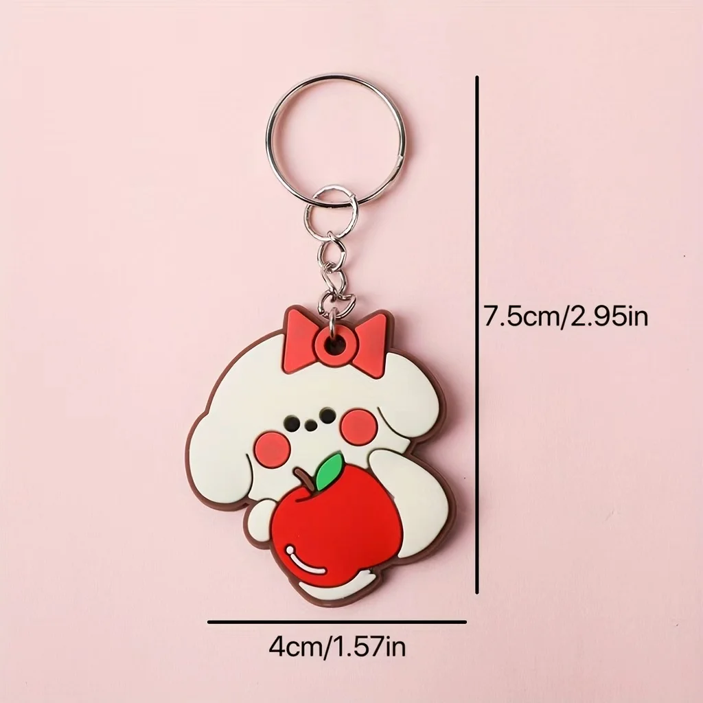 8-piece cartoon cute animal keychains, key rings featuring little dogs and rabbits, and car-shaped key pendants
