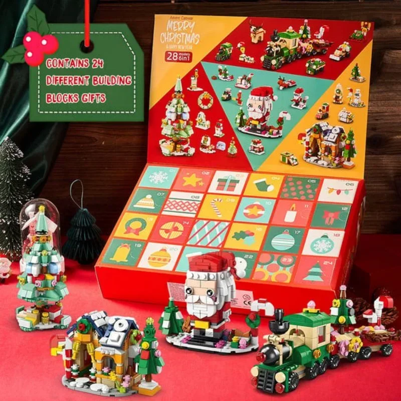 Advent Calendar 2024 Christmas Building Toy Set 24 Days Countdown Building Block for Kids Christmas Building Kit Xtmas Gifts