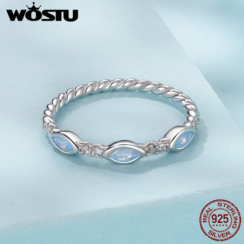 WOSTU 925 Sterling Silver Purple Nano Opal Ring White Gold Plated for Women Fine Jewelry Party Dating Wedding Vintage Gift