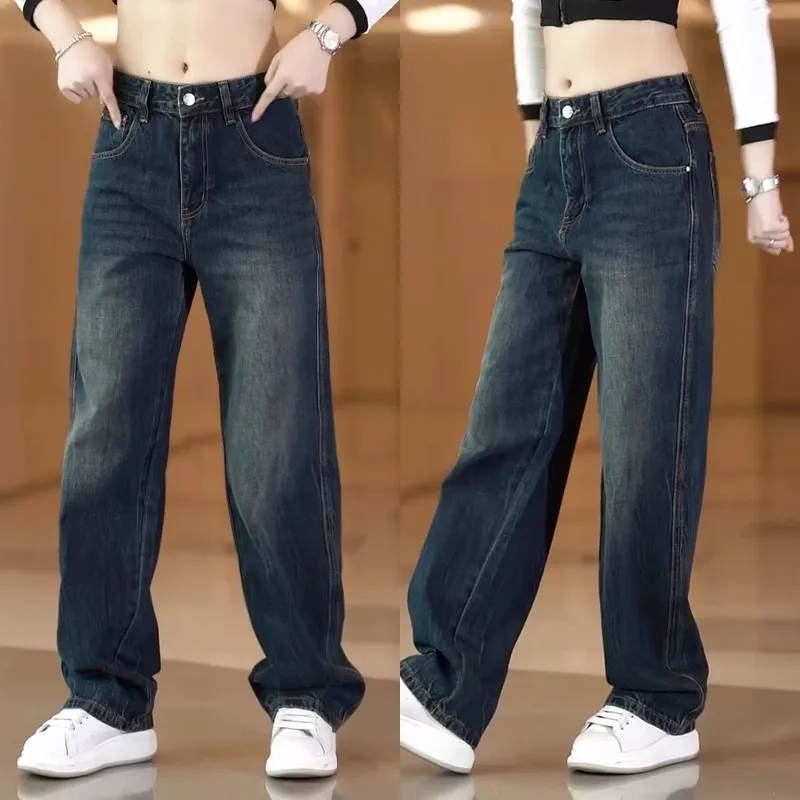 

Модные мужские джинсы в стиле ретро, ​​американский стиль, свободные прямые брюки, повседневные универсальные широкие брюки, модная городская одежда