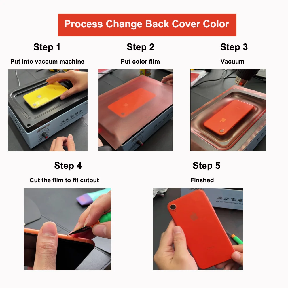 FONLYU A4 Heat Shrink Color Change Films 18 Pro Max Ori Color Burgundy Red Automatic Envelope Vacuum Machine Wrap Mobile Phone