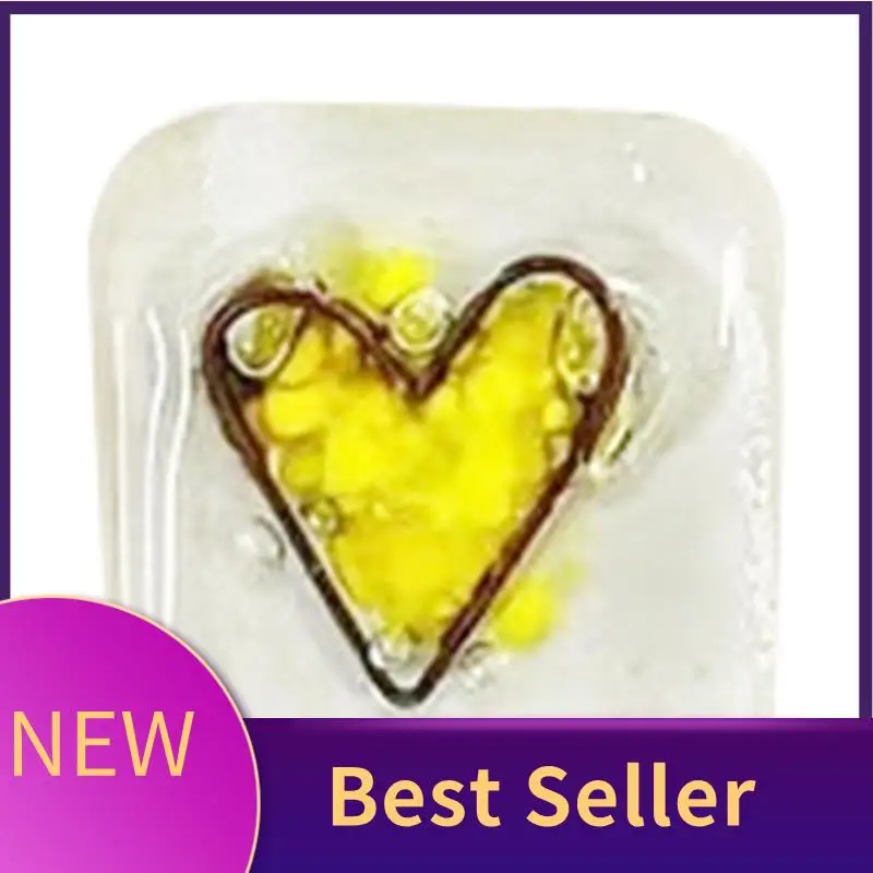 

HFES Pocket Token Glass Heart Card Keepsake Gift -Heart Keepsake Pocket Cards-Fused Glass Heart Pocket Token Yellow Durable 4 X