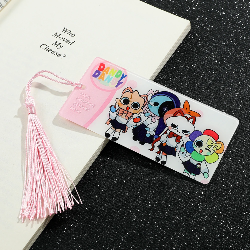 Funny Game Dandy\'ss World Acrylic Bookmark with Tassel Book Lover Gifts for Gamer Collection Decor Hanging Book Marks