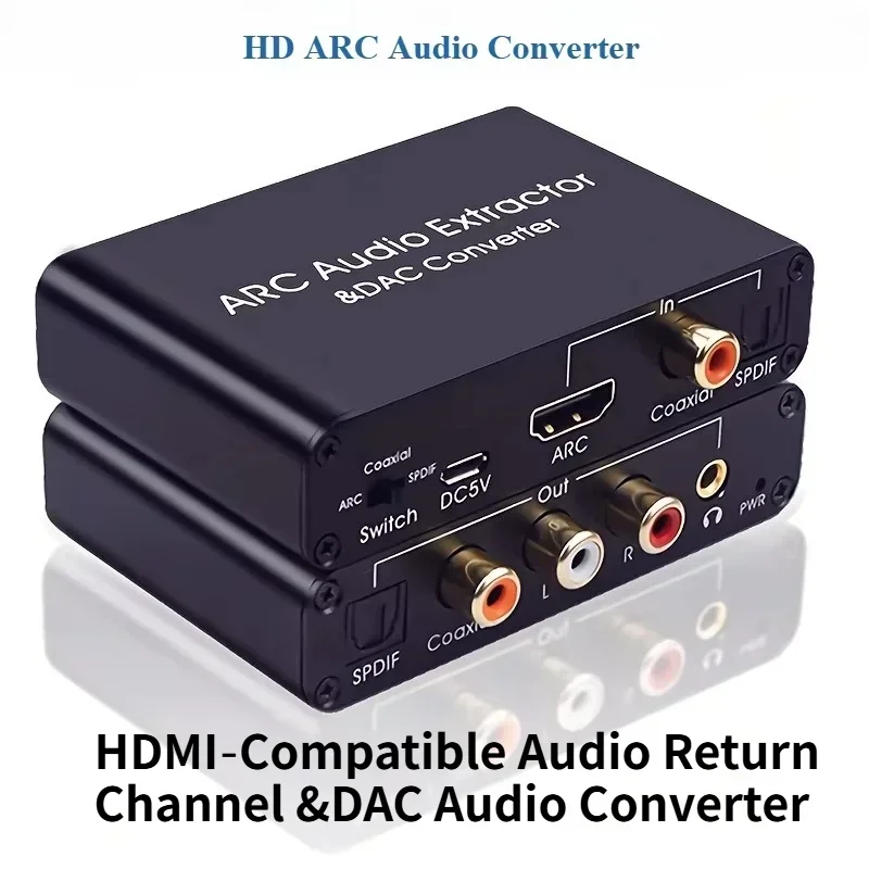 ARC Audio Extractor 192KHz DAC Converter SPDIF Coaxial to 3.5mm Stereo Jack Audio Adapter for HDTV