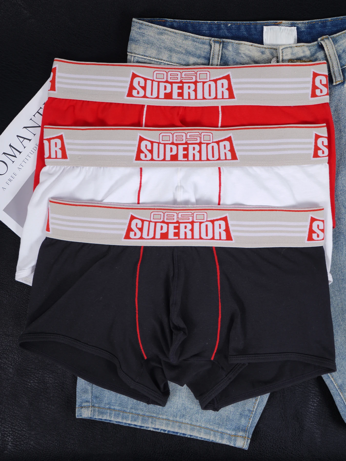 

Мужские трусы-боксеры с принтом 0850 SUPERIOR, 3 шт., удобное хлопковое дышащее эластичное нижнее белье