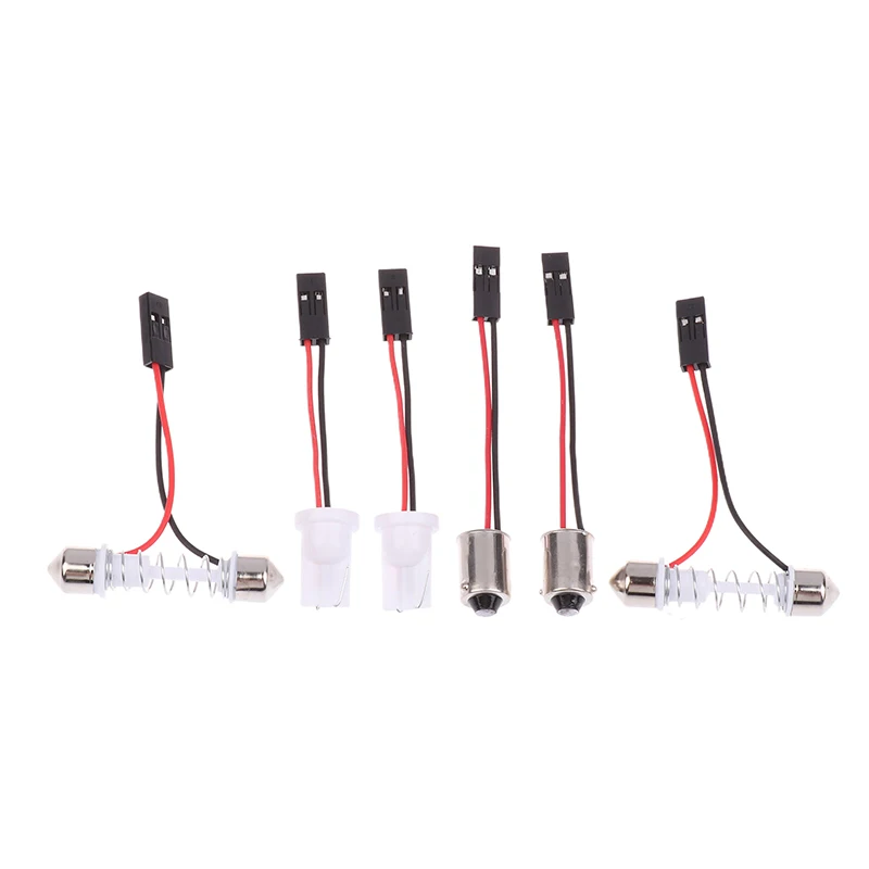 Hot 10Pcs Adapter For Car Light Led Panel Stop Lamp Car Interior Dome Bulb T10 BA9S T4W Festoon To Pink Connector Wire Cables