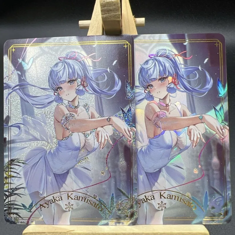 Diy 9 stks/set Genshin Impact Kamisato Ayaka Raiden Shogun Zelfgemaakte Kleurrijke Flash Card Game Collectie Schilderen Kaart Speelgoed gift