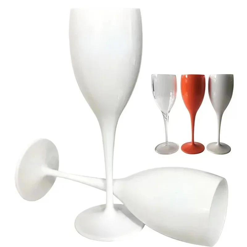 1 PC Moet Champagne Flutes Glasses PP Plastic Wine Glasses Dishwasher-safe White Acrylic Champagne Glass Transparent Wine Glass