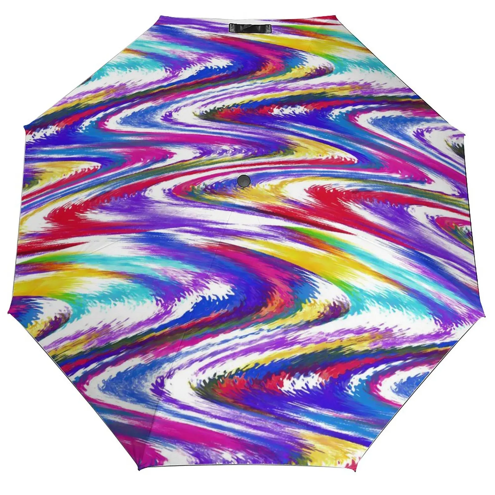 Brightly Curve Umbrella Colorful Print Wind Proof Auto Umbrella Wholesale Design Lightweight Rain Umbrella