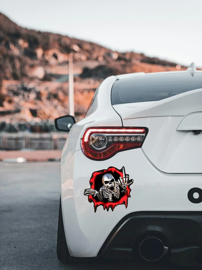 Cool Skeleton Vinyl Car Stickers for Car Bumpers, Windows, Motorcycle Fuel Tanks, Helmets, and Laptop Decorations