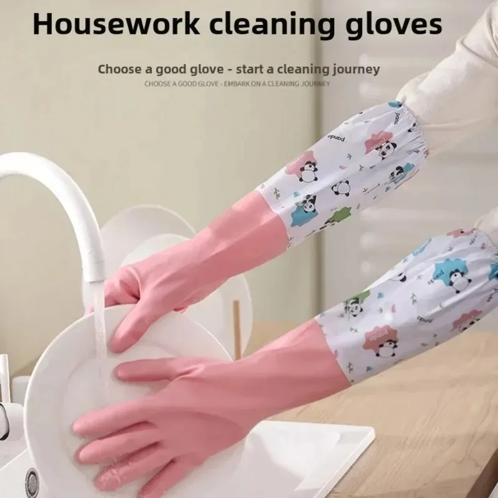 

Women's Durable Extended Waterproof Rubber Kitchen Gloves for Dishwashing Cleaning Laundry And Household Chores Comfortable Fit