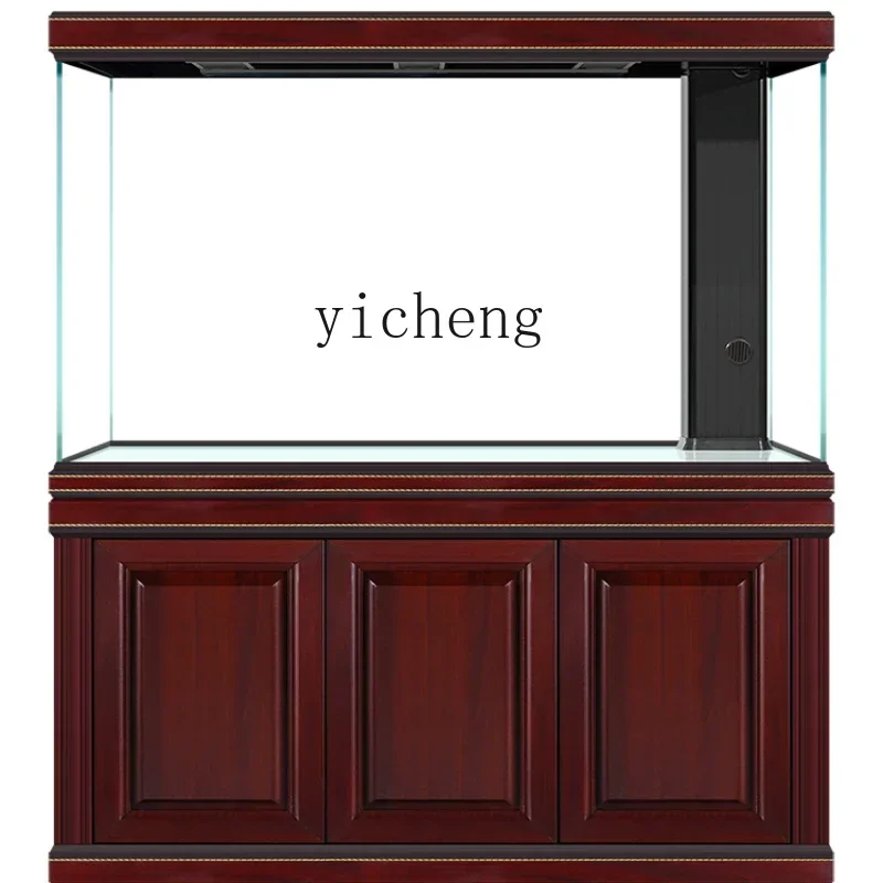 

TQH solid wood ultra-white glass professional arowana tank, living room large aquarium bottom filter goldfish tank