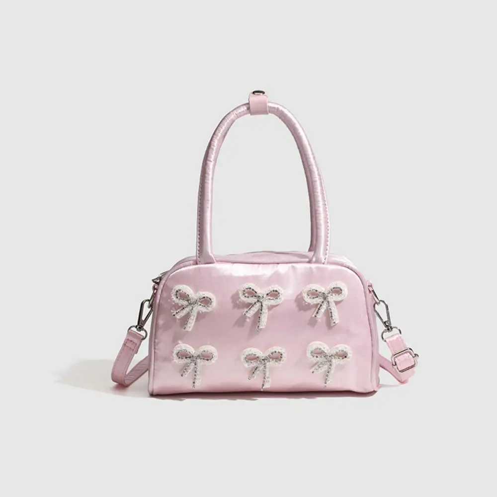 Nieuwe Roze Dames Crossbody Tas Fee Meisjes Strik Kleine Messenger Bag Kleine Polyester Onderarmtassen Vrouwen Meisjes