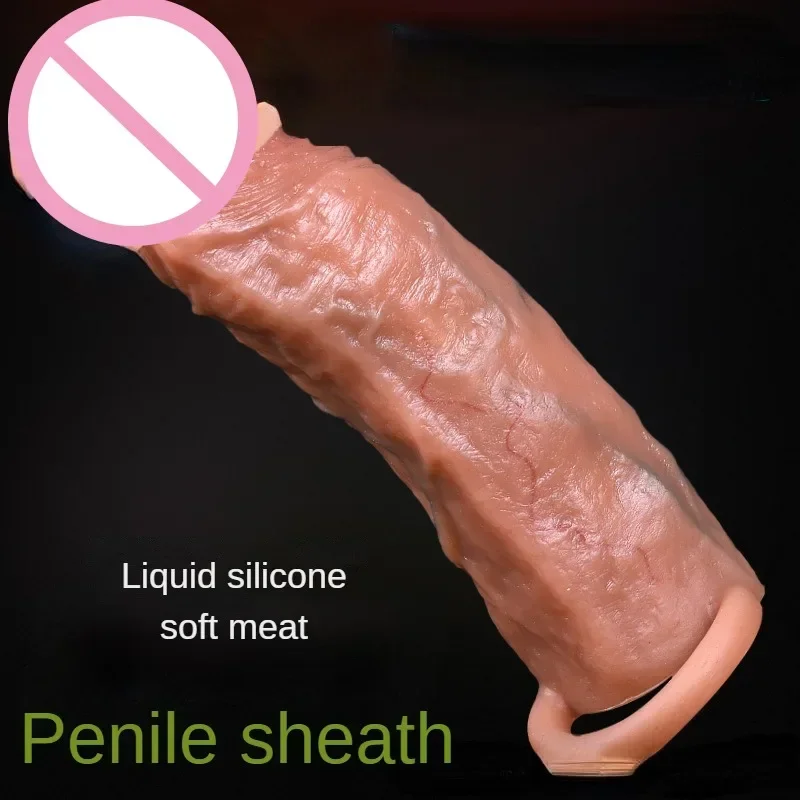 Realistic sheath reusable silicone condom cock extension sex toys artificial dick enlargement extender men penis sleeve