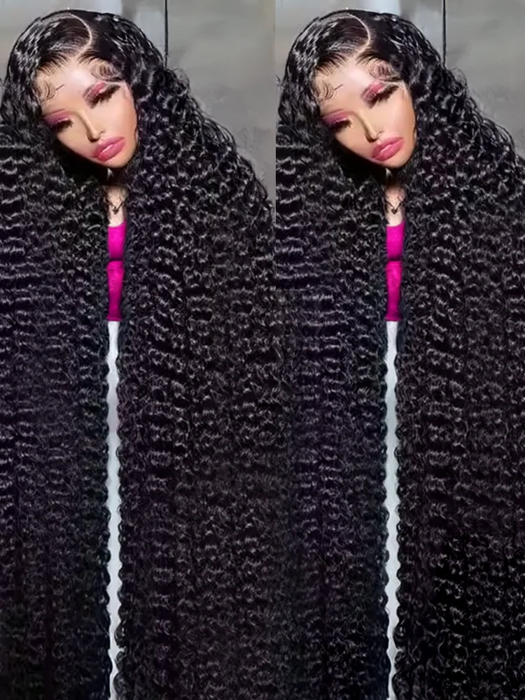 

300% Волнистые вьющиеся человеческие волосы Парики 40 46 дюймов 13x6 HD Парик фронтальной части шнурка 13x4 Глубокая волна Предварительно выщипанные бразильские парики фронта шнурка