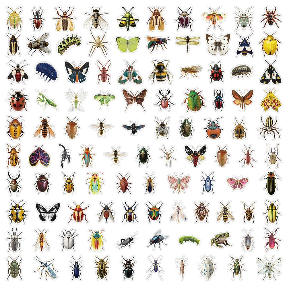10/50/100/200 Stuks Gemengde Insect Cartoon Stickers Kevers Motten Vlinder Decals Diy Skateboard Telefoon Bagage cool Graffiti Sticker