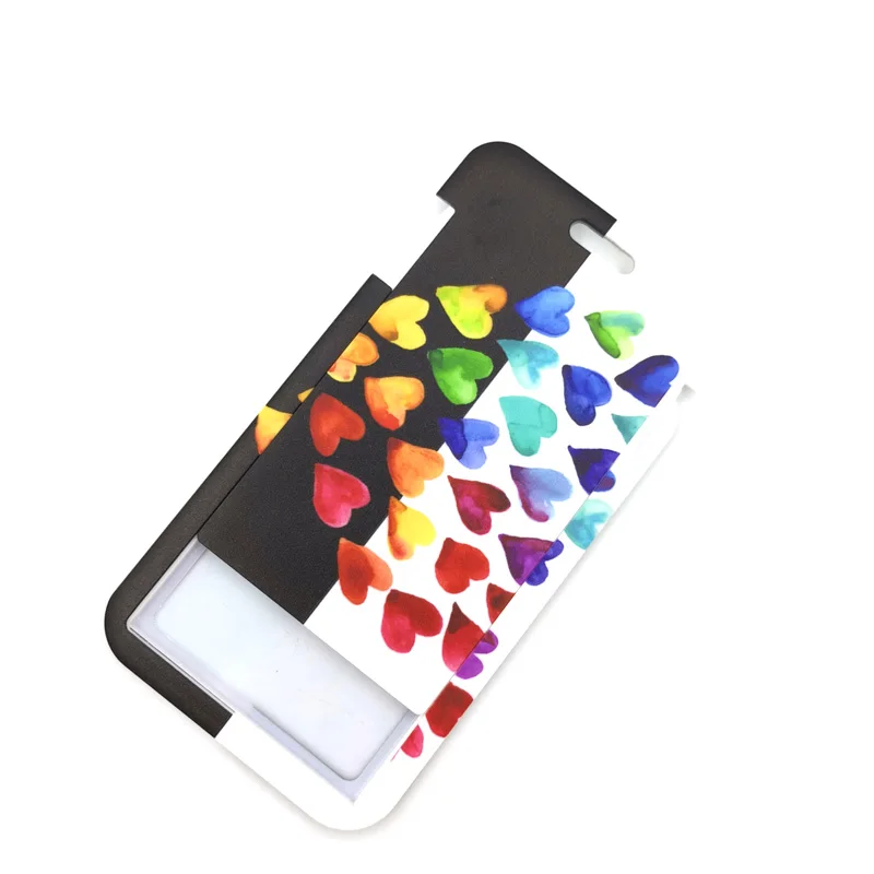 Rainbow Color Hearts Love ID Retractable Badge Holder ID Badge Holder Clip Key Ring for Name Card Keychain Nurse Work Decoration