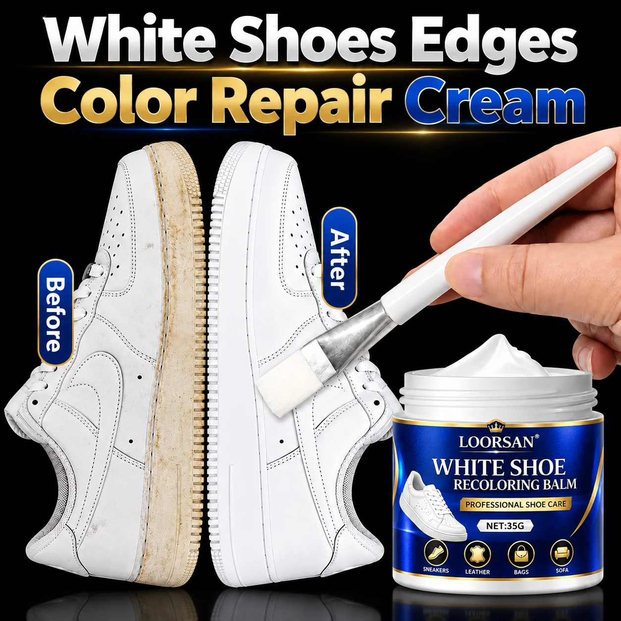 Sneaker Care Whitener - لوورسان بلسم إصلاح الأحذية البيضاء، كريم