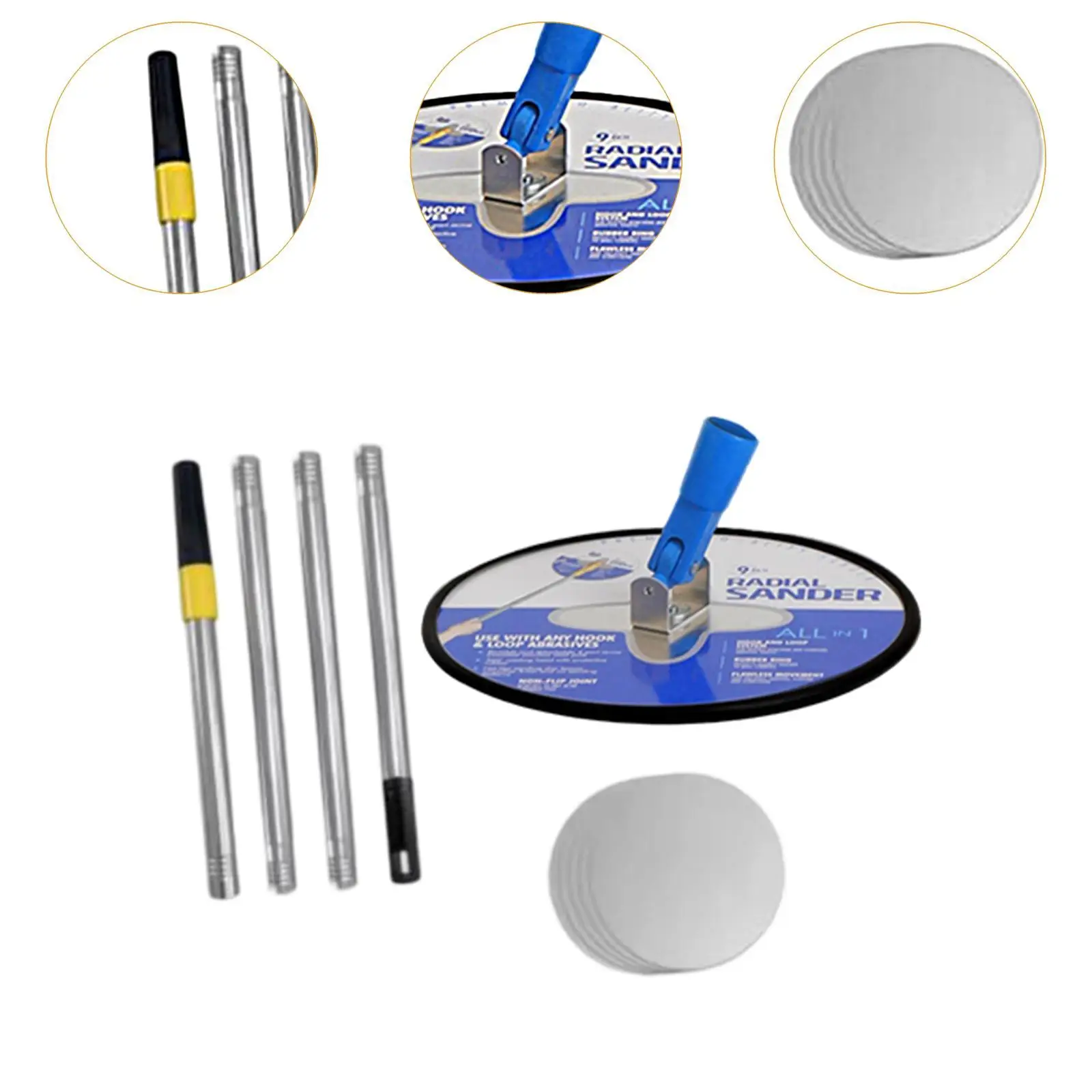 Drywall Pole Sander Round 360 Degree Rotation Professional with Extension Pole Wall Sander for Walls and Ceilings Dry Wall
