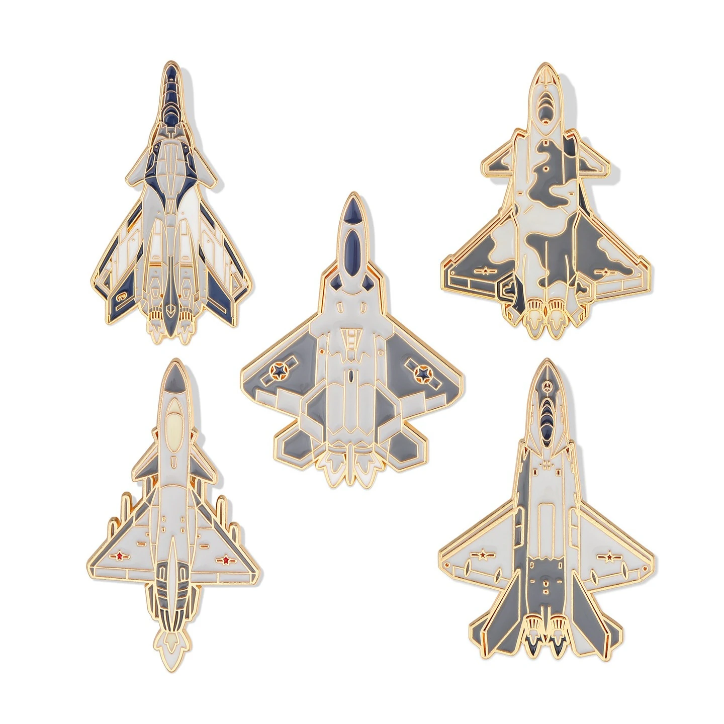 1PC/6PCS/SET Blue Sky Fighter Jet Series Badge Medal Brooches J20 J100 Aviation Exhibition Commemorative Accessories