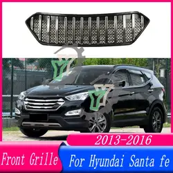 Front Bumper Chrome Grille Centre Panel Styling Upper Racing Grill For Hyundai Santa fe 2013 2014 2015 2016 Car Accessories