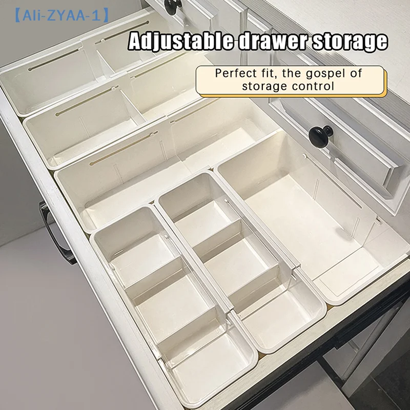 【ZYAA-1】Ausziehbare Aufbewahrungsbox für Zuhause, Schublade, teleskopische Organisationsbox, Kosmetik, Kunststoff, Schlafzimmer, Arbeitszimmer, Trennwand, Teleskopbox, 1 Stück