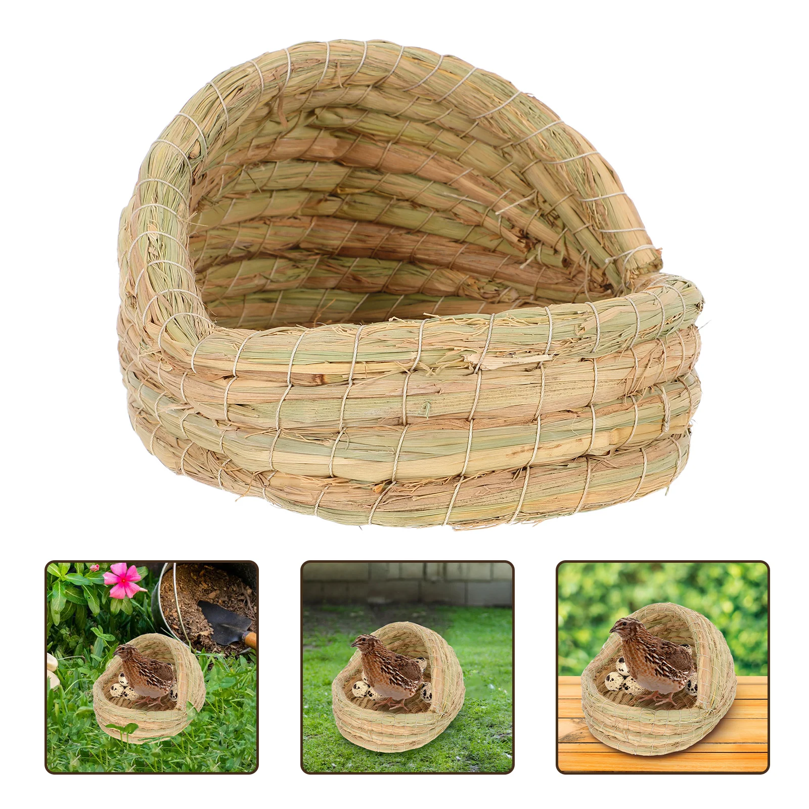 

Woven Straw Nesting Box for Chickens Natural Breeding Bed Easy to Clean Portable Indoor Outdoor Use
