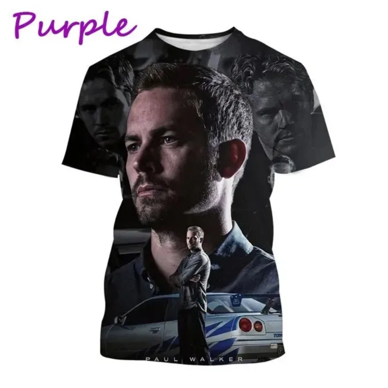 Paul Walker 3D printed T-shirt Fast Furious Round Neck Short-sleeved Movie Star Actor Fashion Neutral Cosplay Men\'s Clothing