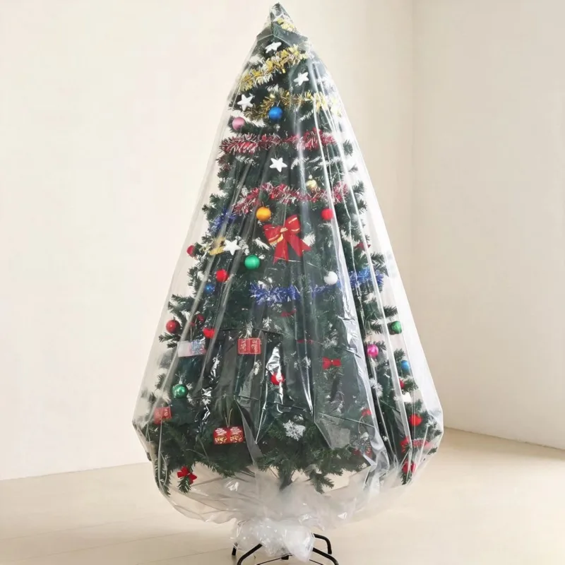 Large PE Christmas Tree Storage, Bag Waterproof White Zipper Drawstring, Cover For Artificial Xmas Tree, Outdoor Home Decor Gift