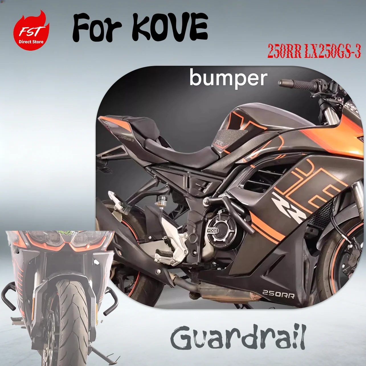 

For Loncin VOGE 250RR LX250GS-3 Crash Bars Engine Guard Anti-Fall Bumper Racing Protector