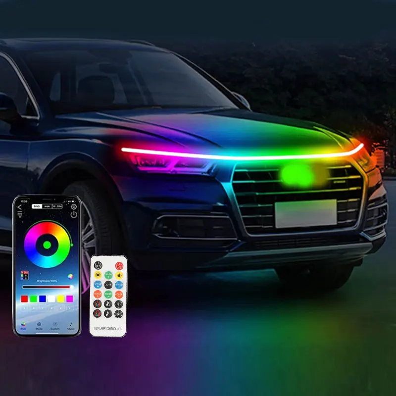 

LED Car Hood Light Daytime Running Lights Auto Remote App RGB Flowing Lamp Styling Flexible Auto Headlight Waterproof