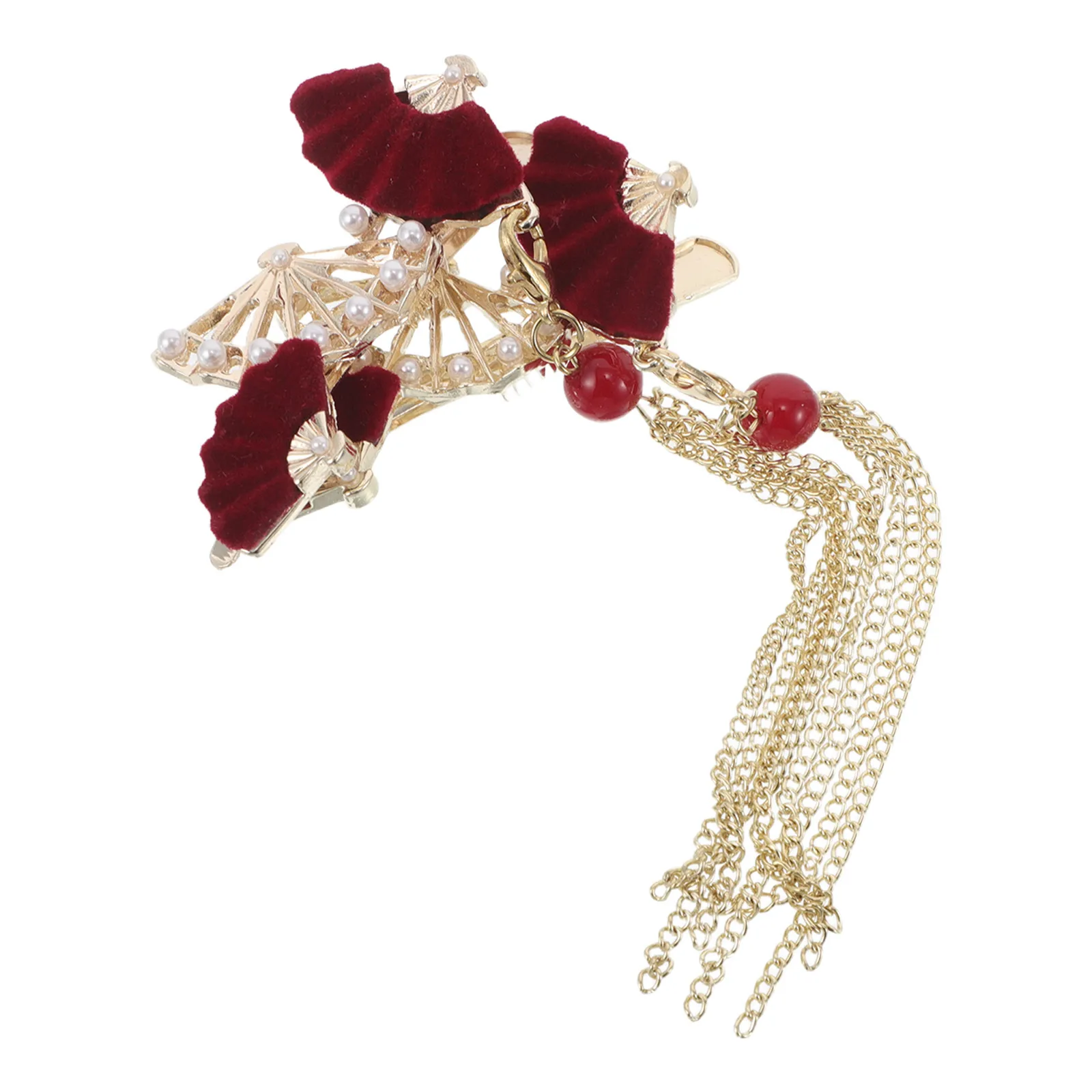 

2pcs Decorative Hair Clips Flower Tassel Hairpin Female Forehead Bangs Clip Lightweight Velvet Wedding Accessories Pins Bride