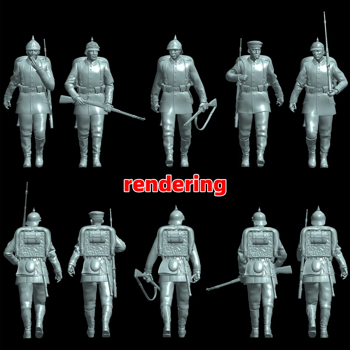 Maßstabsgetreuer Miniatur-Modellbausatz Deutsche Soldaten im Marsch Figuren Militär-Diorama 5-teiliges Set 1914–1918 1/35 1/48 1/72 – Detail 4