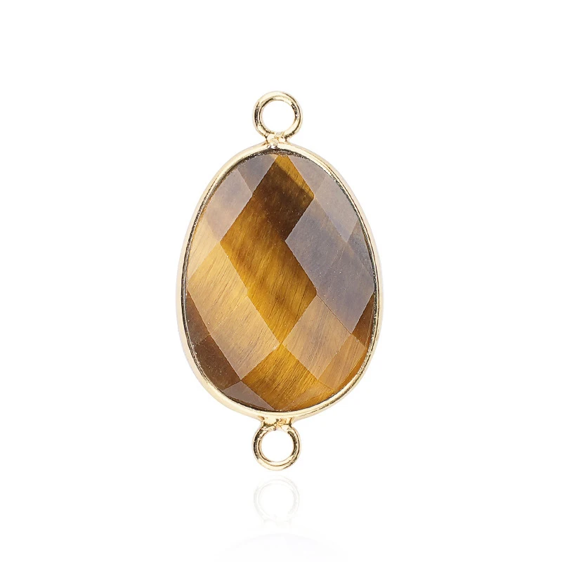 1pc Double Sided Faceted Natural Stone Slice Charm Pendants Connector for Jewelry Making DIY Earring Necklace Bracelet image 6